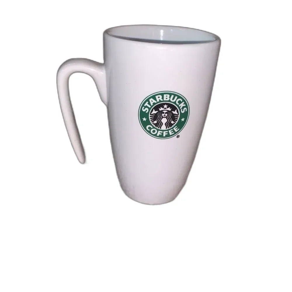 Starbucks 2007 9 oz White Coffee Mug Open Handle Siren Mermaid Logo